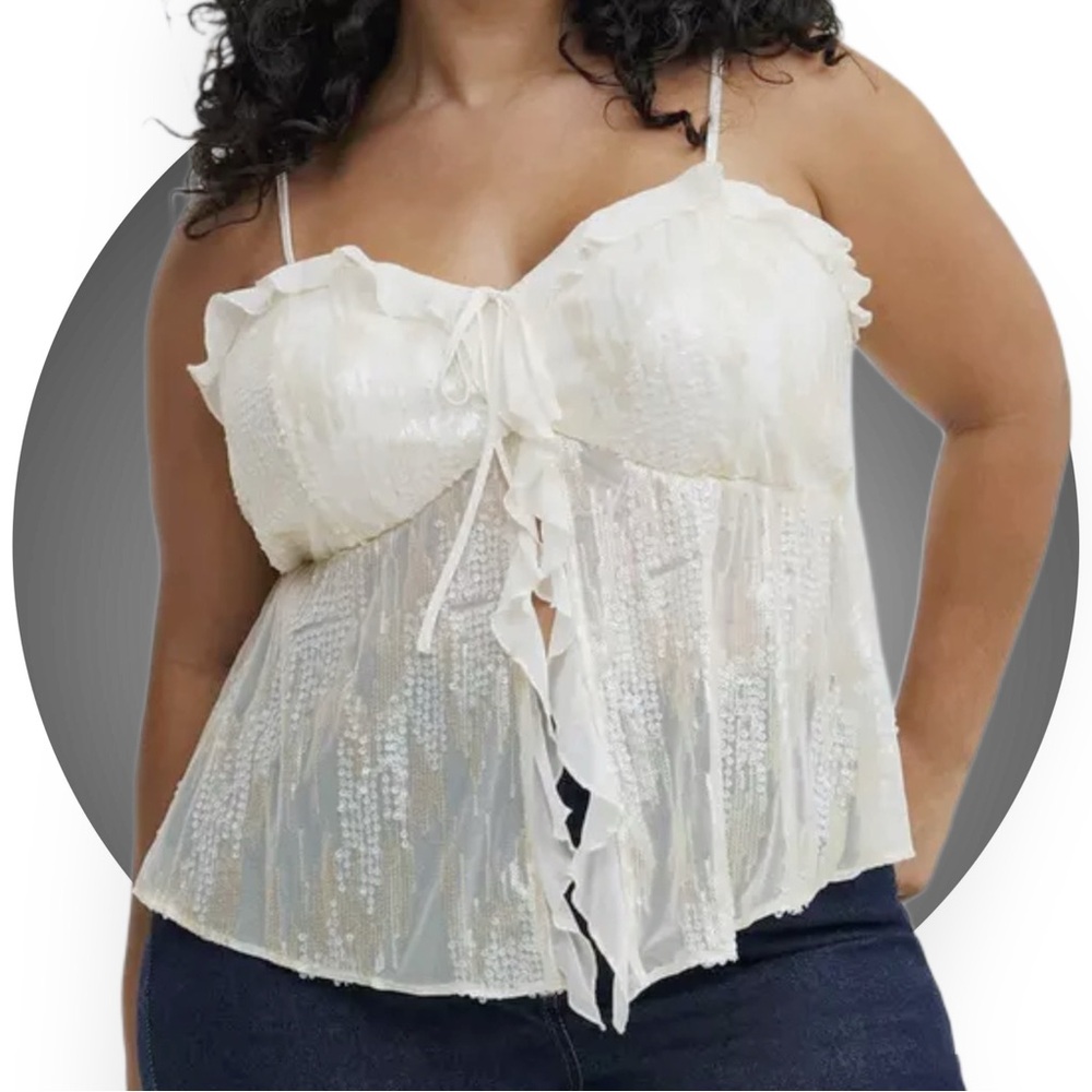 BOGO NWT Torrid Studio Sequin Ruffle Cami
